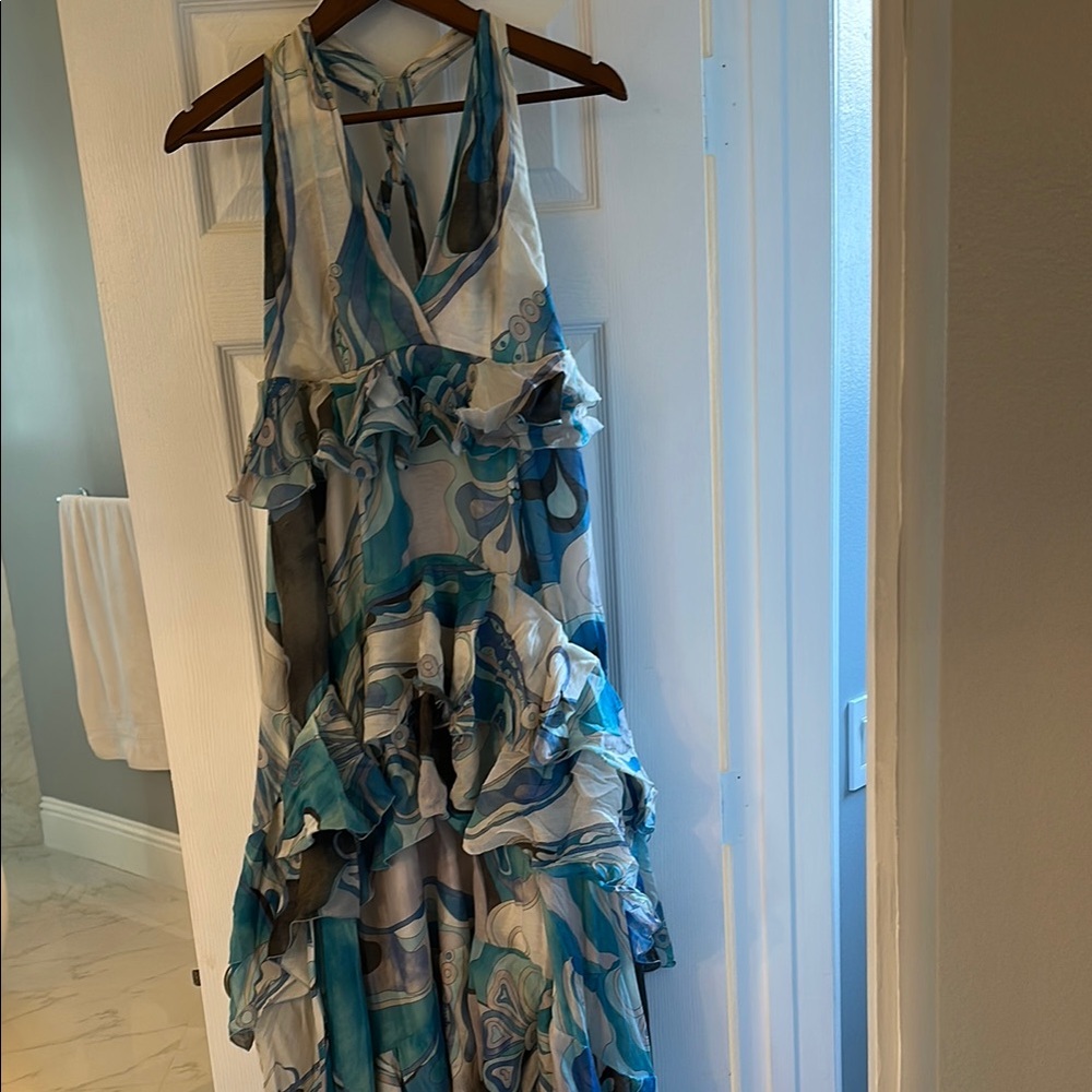 Emilio Pucci Blue Halter Maxi Sundress for Cocktail